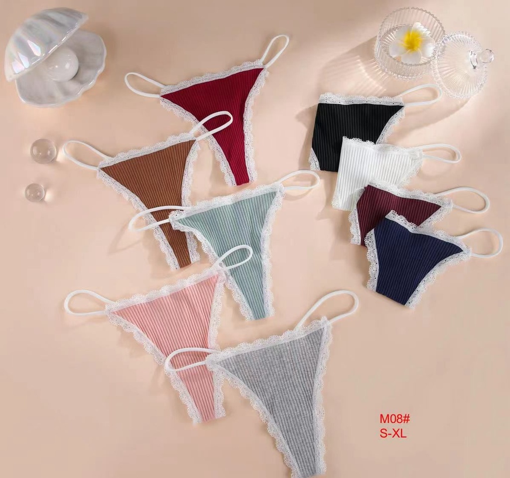 3-Pack Cotton Ribbed Thongs (Size 6-12)